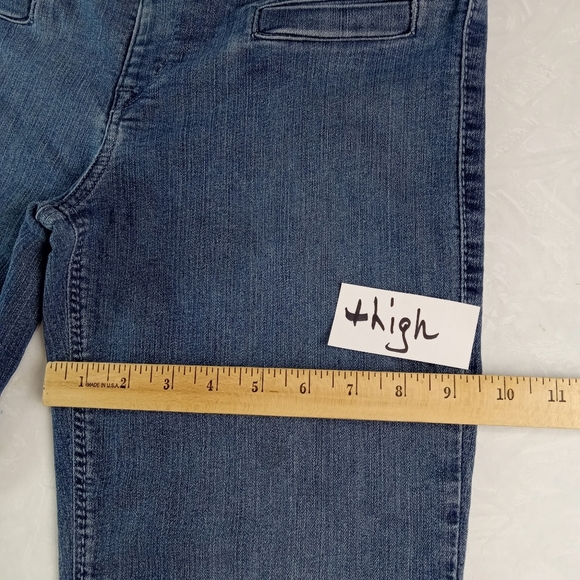 Vintage Y2K Jean Bell Bottom Hippie Cowgirl Mid Rise Mid Wash Blue Casual Wm L - Picture 8 of 12